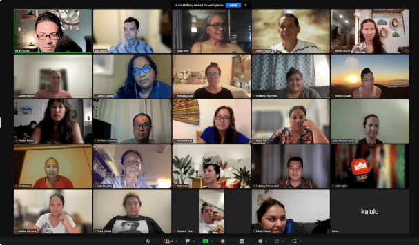 People participating in an online learning class via video conference