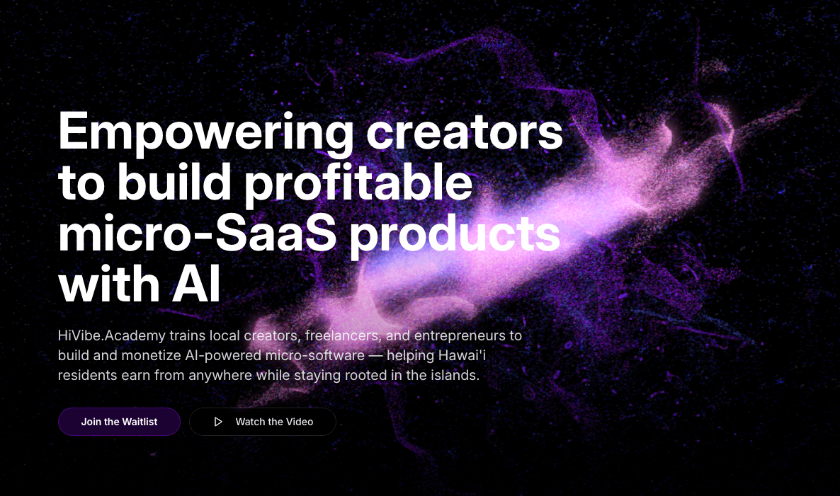 HiVibe.Academy - AI-powered micro-SaaS program landing page